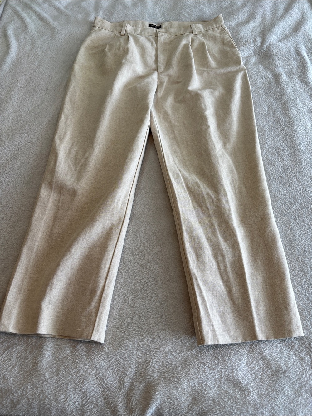 Vintage Dockers No Wrinkle Linen Cotton Pleated Pants 38 x 30 (Hemmed) EUC